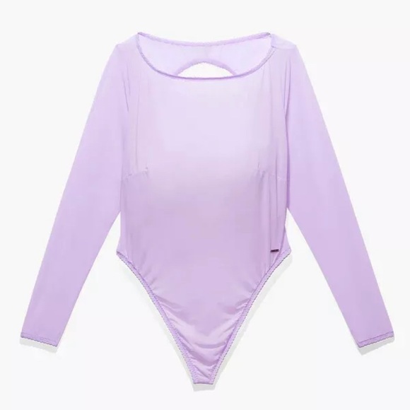 Savage x Fenty Soft Mesh Open Back Long Sleeve Teddy | Lavender L| NWT - Picture 2 of 4